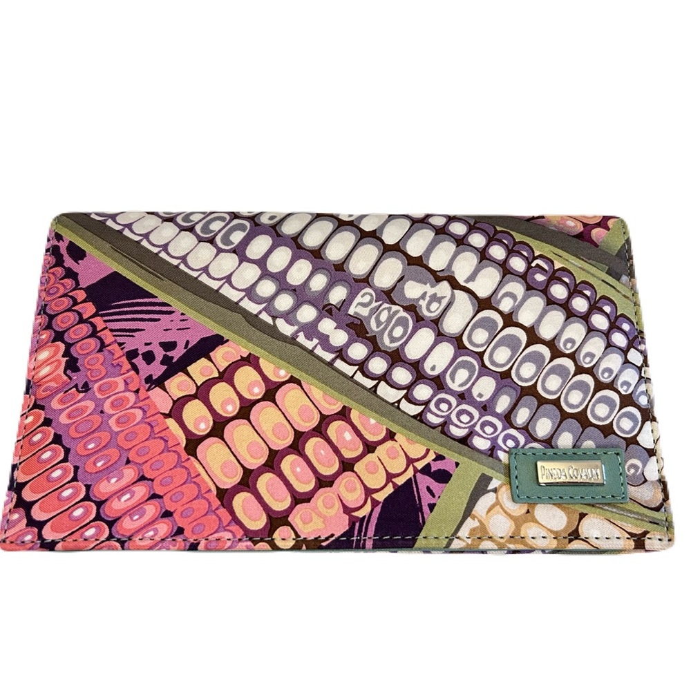 PINEDA Covalin Colorful Patterned Clutch Purse Pink Green Silk